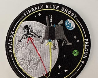 iSpace M2 Firefly Moon Mission Patch 3.5 Inch | Embroidered Iron On Sew On | NASA Lunar Space Badge | Jacket Hat Bag Gift
