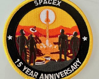 SpaceX 15 Year Anniversary Employee Embroidered Iron-On Patch 3.5" | Space Mission Badge for Jackets Hats & Bags | Rare Collector Gift