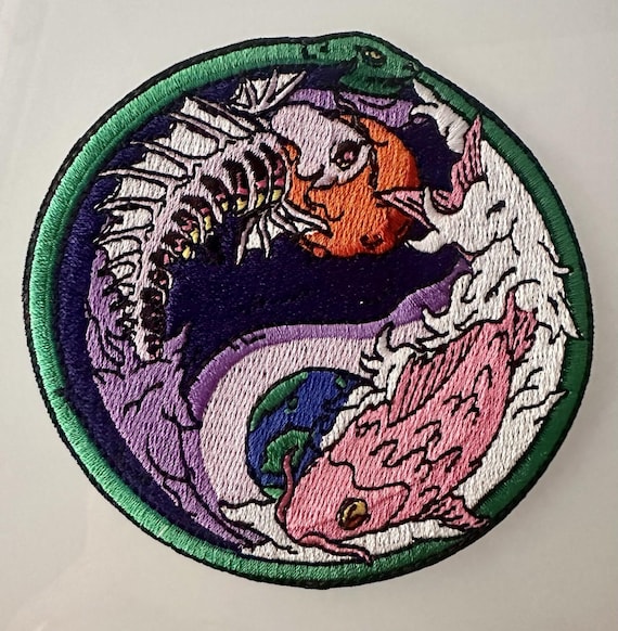 Pisces Yin Yang Colorful Embroidered Iron-On Patch 3" | Zodiac Horoscope Astrology Badge for Jackets, Hats & Bags | Birthday Sew-On Gift