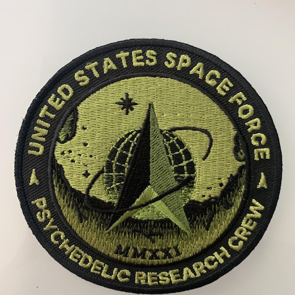 USAF Psychedelic Research Crew Morale-patch 3,5 inch opstrijkbaar naaien | Geborduurde badge US Space Force | Hoedtas vest vest | Militair cadeau