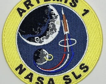 NASA Artemis 1 SLS Moon Mission Iron-On Patch 3.5" | Space Embroidered Badge for Jackets Hats & Bags | Astronaut Collector Gift