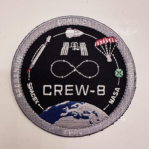 SpaceX Crew 8 ISS Dragon Mission Patch 3.5&quot;