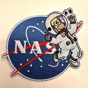 Parche de la misión de la NASA de 3 pulgadas con el astronauta Homer Simson (dibujo animado)