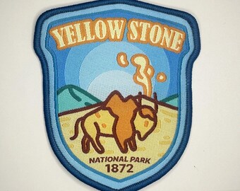 Yellowstone National Park Embroidered Iron-On Patch 3" | Travel Hiking Adventure Badge for Jackets Hats Bags | Outdoor Nature Sew-On Gift
