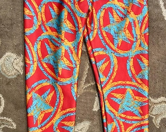 Dziewczęce legginsy Deputy Star w kolorze pomarańczowo-niebieskim, rozmiar 4T, wyprodukowane w USA, ubranka do zabawy, spodnie dziewczęce, odzież dziecięca. MaryAngelboutique