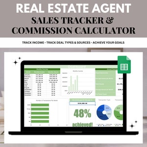 Real Estate Transaction Tracker - Real Estate Sales Tracker - Real Estate Commission Calculator - Income Tracker - Bookkeeping-Deal Tracker