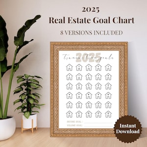 2025 Real Estate Goal Chart, Goal Tracker, Real Estate House Goal Chart Template, Real Estate Planner, Printable Real Estate Goal Tracker