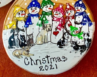 Personalized Christmas Ornaments 2021 Handmade and made to order, made in Canada