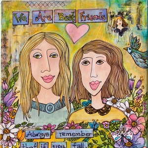 Somos mejores amigos Original mixed media Art