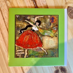 Tarjeta de baile de corazón feliz Tarjeta de arte en blanco