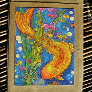 Carte d'art dorée Koi