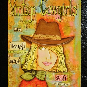 Vintage Cowgirl Art magneet
