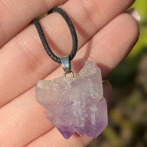 Raw Natural Amethyst Cluster Pendant Necklace