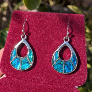 Abalone Shell Silver Toned Dangle Earrings