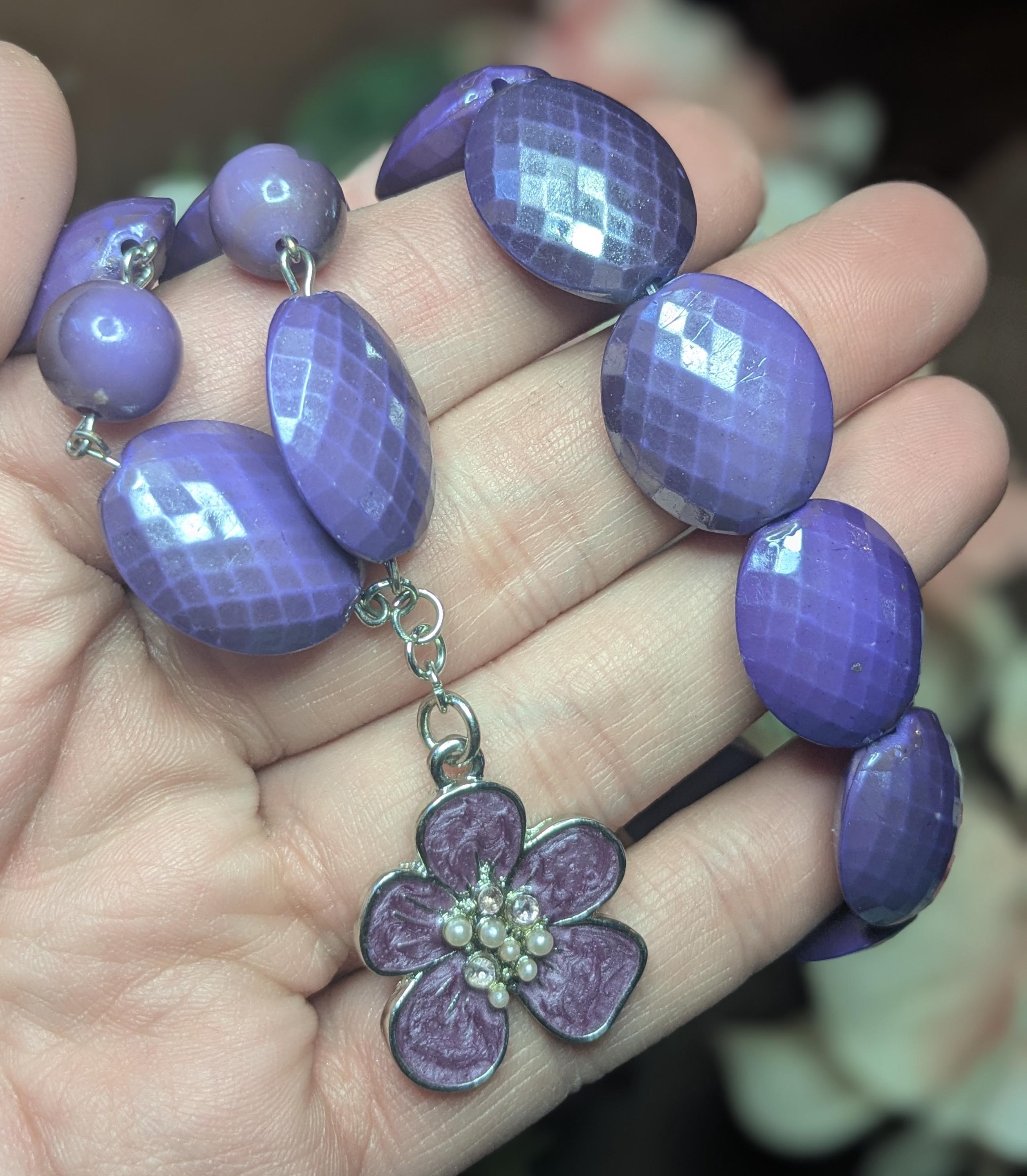 手作りの紫の花のネックレスとブレスレットのセット - Etsy 日本