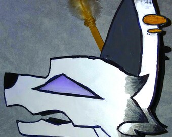 White and Grey Wolf Dragon Puppet