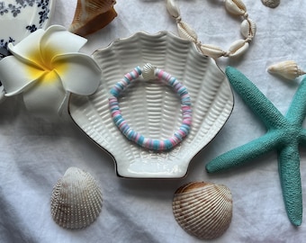 Cotton candy shell bracelet