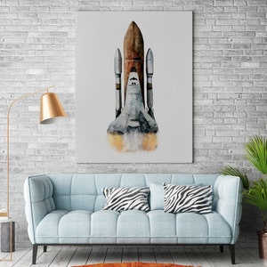 Watercolor Poster Space Rocket Poster Space Inspired Wall Art Decor Space Travel Theme Wall Art Decor Rocketship Enthusiast Gift image 3
