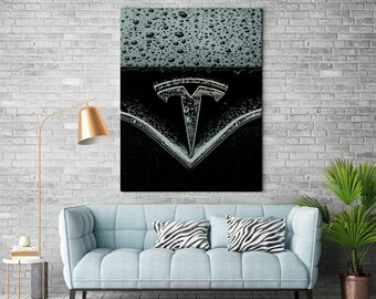 Tesla Electric Car Poster Wall Art Decor - Modern Art Poster Print - High-Performance Car Art - Masculine Home Wall Decor - Black Tesla Car