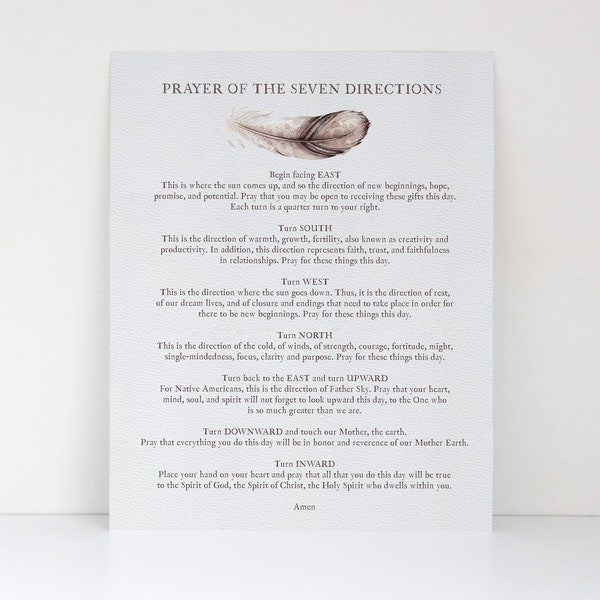 Prayer Of The Seven Directions Fine Art Matte Print - Spiritual Wisdom Prayer - Guidance Saying - Native American Decor - Serenity Prayer