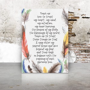 Teach Me How to Trust Lakota Inspired Saying Mother Earth Fine Art Print Native American Prayer with Feather Design Spiritual Saying image 5