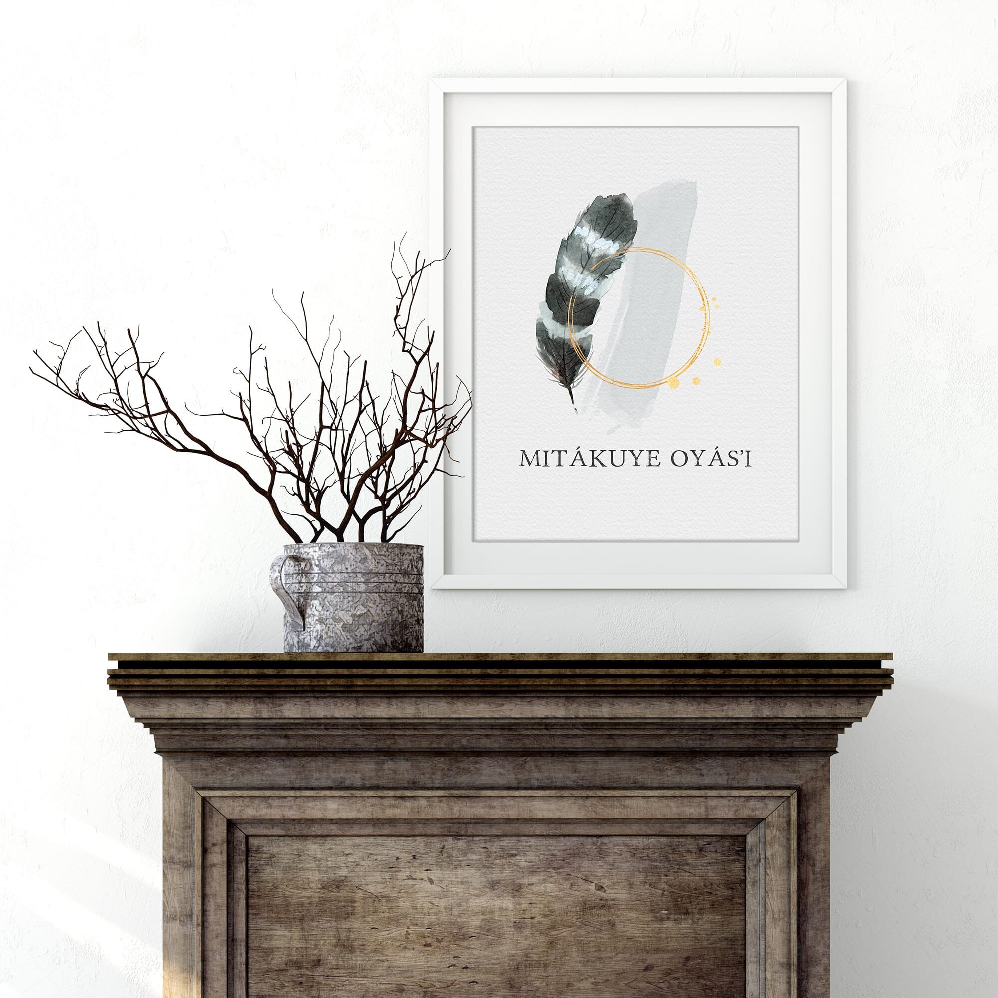 Mitakuye Oyasin Print: Native American Harmony Fine Art, B&W