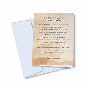 Lot de 10 cartes de condoléances - Ne pleurez pas pour moi, cartes pour lettres spirituelles, vierges à l'intérieur pour des messages personnels aux personnes en deuil