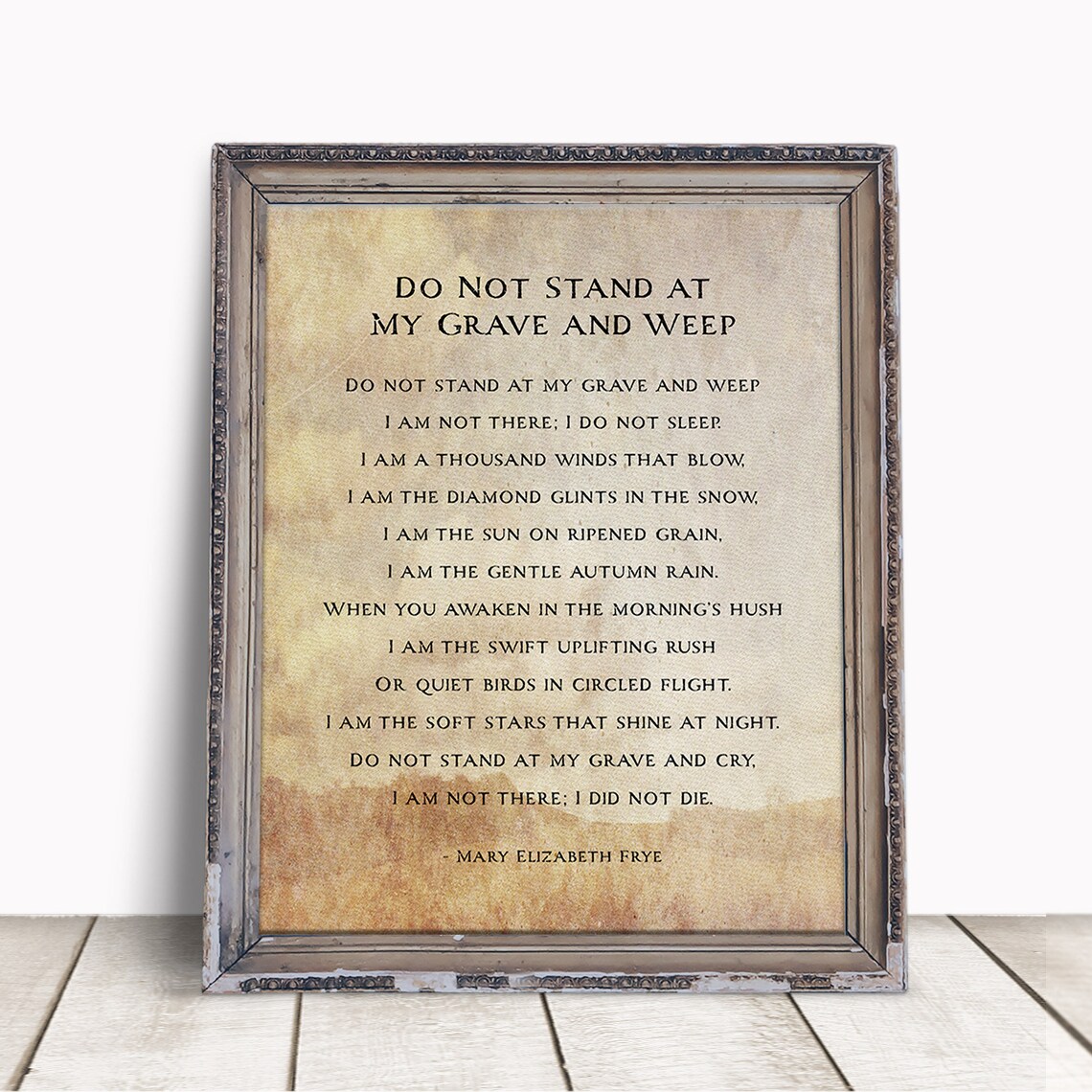 Do Not Stand at My Grave and Weep Poem by Mary Elizabeth Frye Etsy