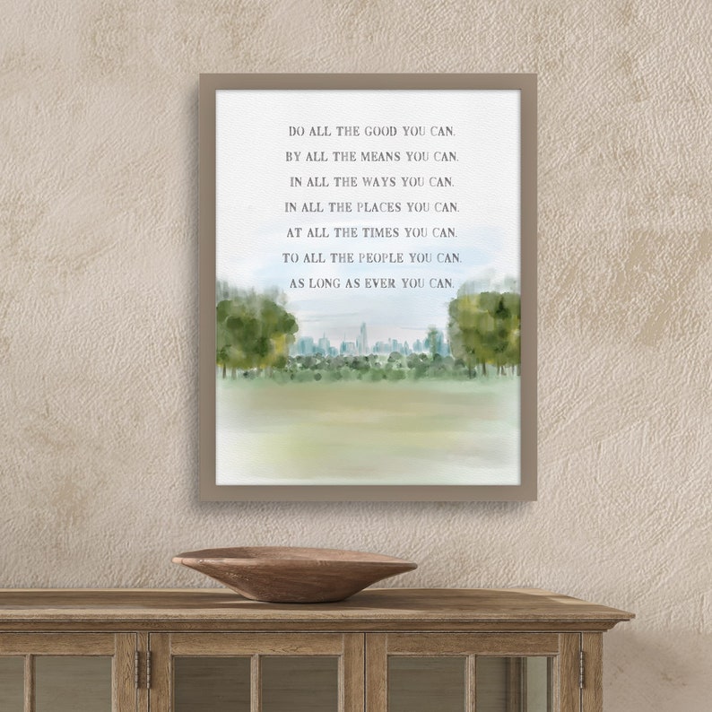 Do All The Good You Can Inspirational Saying Motivational Decor Scenic Watercolor Fine Art Canvas-Textured Print Volunteer Gift image 5