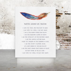 Native American Saying Feather Design Fine Art Matte Print Native American Prayer for Comfort & Healing Native Art Sympathy Gift image 8