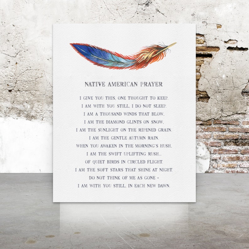 Native American Saying Feather Design Fine Art Matte Print Native American Prayer for Comfort & Healing Native Art Sympathy Gift image 8