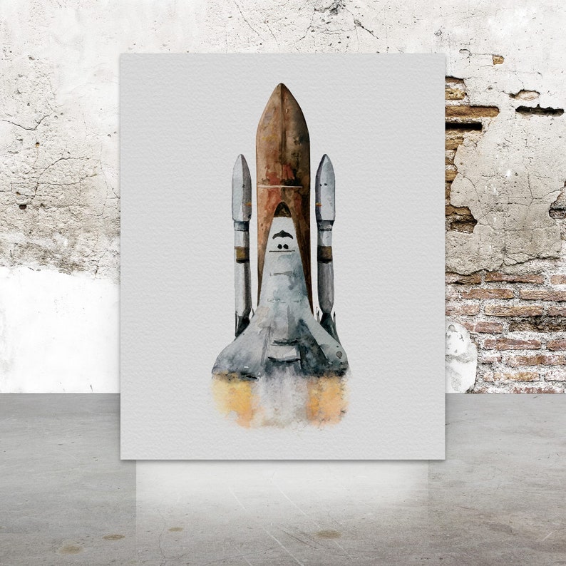 Watercolor Poster Space Rocket Poster Space Inspired Wall Art Decor Space Travel Theme Wall Art Decor Rocketship Enthusiast Gift image 7