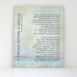 Dream Within A Dream Poem Print by Edgar Allan Poe - Fine Art Matte Wall Decor, Soft Watercolor Literary Quote, Poetry Art Gift