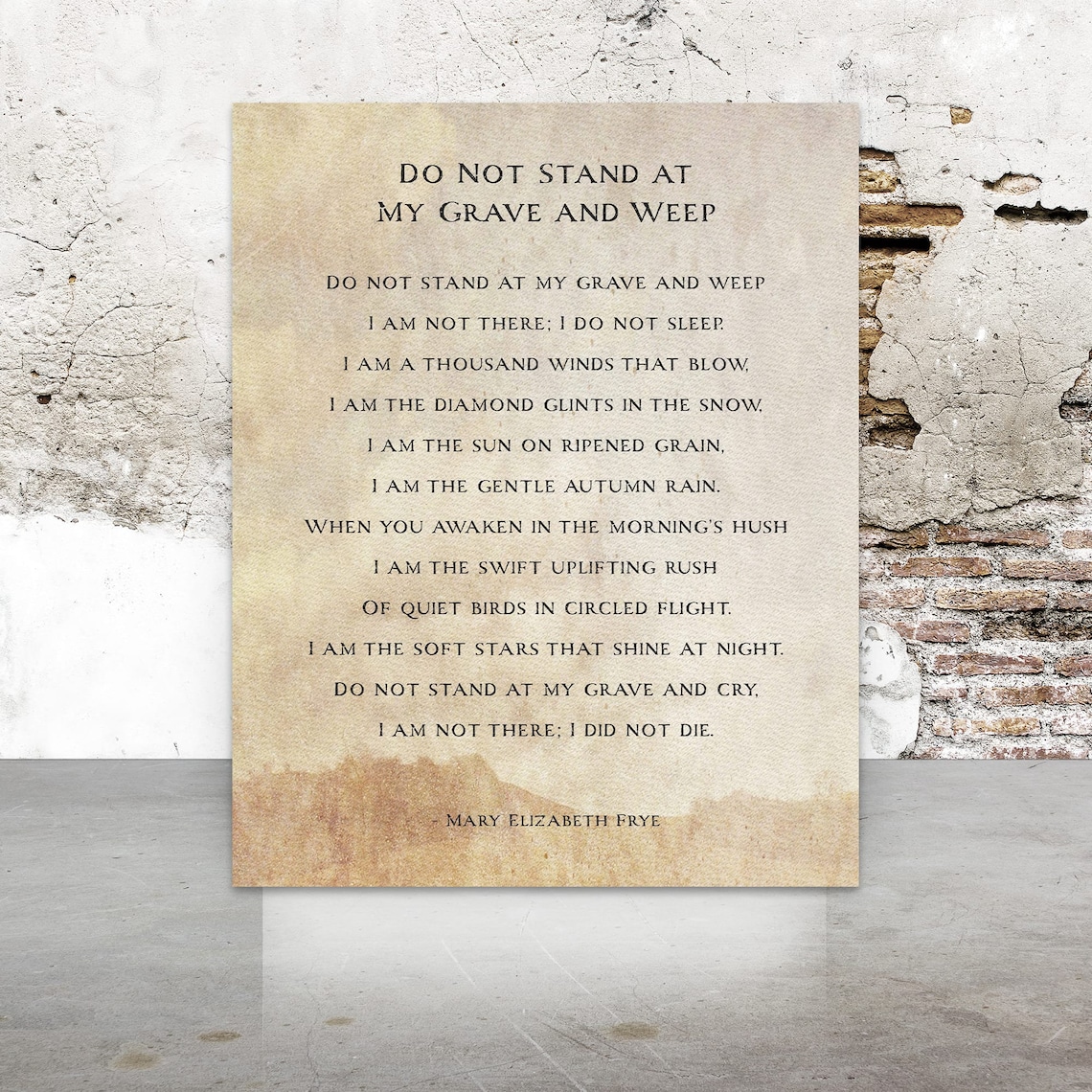 Do Not Stand at My Grave and Weep Poem by Mary Elizabeth Frye Etsy