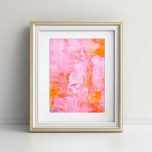Arte abstracto rosa - Decoración vibrante para el hogar - Temática rosa y naranja - Arte que realza tus paredes - Idea de regalo de arte pop femenino