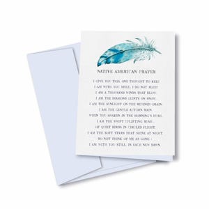 Lot de 10 cartes de prière amérindiennes - aquarelle sarcelle, plumes de sympathie et de condoléances pour la guérison, la perte, la tristesse et le soutien