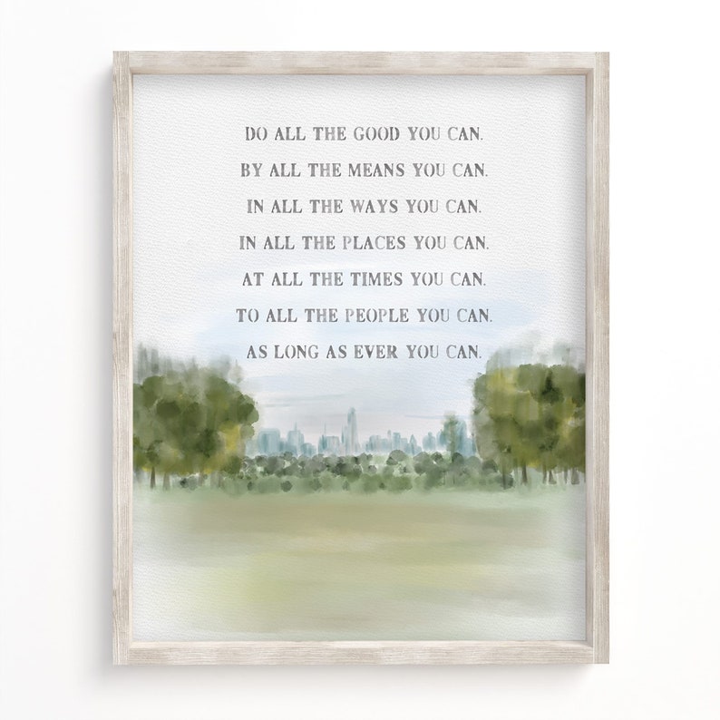Do All The Good You Can Inspirational Saying Motivational Decor Scenic Watercolor Fine Art Canvas-Textured Print Volunteer Gift image 7