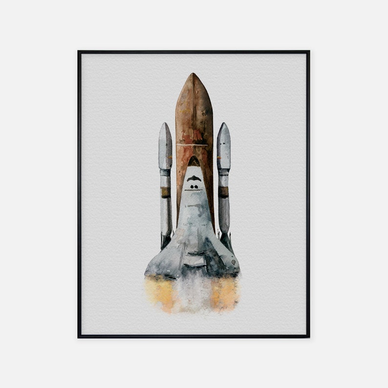 Watercolor Poster Space Rocket Poster Space Inspired Wall Art Decor Space Travel Theme Wall Art Decor Rocketship Enthusiast Gift image 6