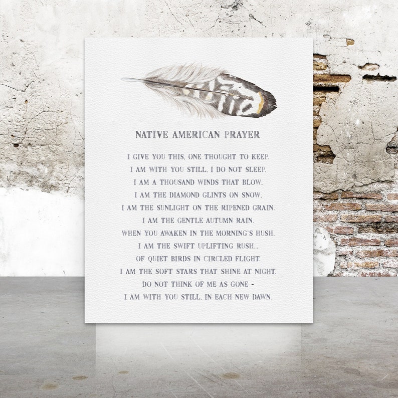 Native American Prayer Spiritual Saying Remembrance of a Loved One Comfort and Healing Watercolor Feather Fine Art Matte Print image 2