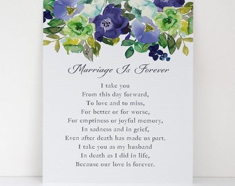 Tribute for Husband Poem - Marriage Is Forever - Remembering Her Husband - Bereavement Fine Art Print - Condolences Gift for Wife