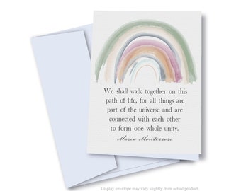 10-Pack Montessori Greeting Card Set - We Shall Walk Together - Maria Montessori Quote - 5x7 Blank Note Cards - Teacher Greeting Cards