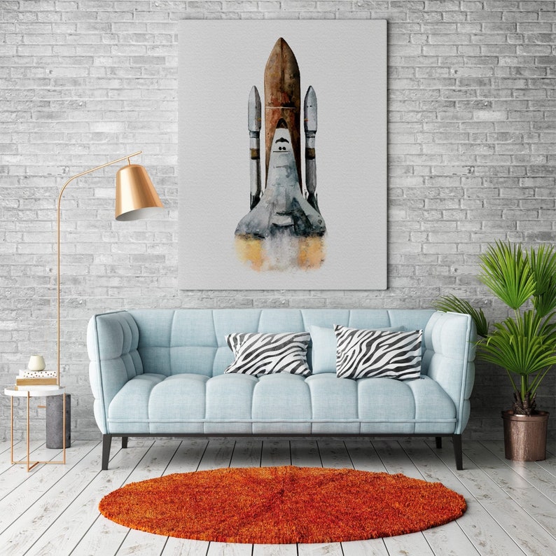 Watercolor Poster Space Rocket Poster Space Inspired Wall Art Decor Space Travel Theme Wall Art Decor Rocketship Enthusiast Gift image 3