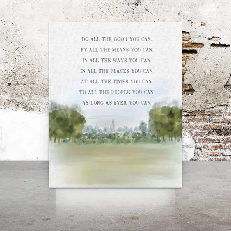 Do All The Good You Can Inspirational Saying Motivational Decor Scenic Watercolor Fine Art Canvas-Textured Print Volunteer Gift image 8