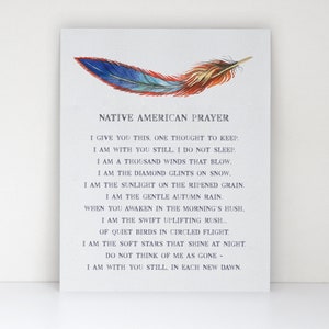 Native American Saying Feather Design Fine Art Matte Print Native American Prayer for Comfort & Healing Native Art Sympathy Gift image 1