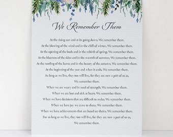 We Remember Them Tribute and Remembrance Print - Loss of a Loved One - Bereavement Fine Art Print - Comforting Sympathy Gift - Condolences