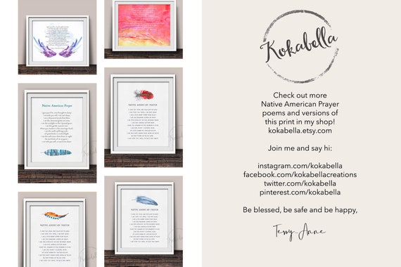 Native American Decor Spiritual Prayer Serenity Prayer Etsy