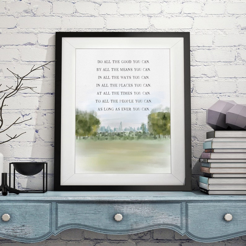 Do All The Good You Can Inspirational Saying Motivational Decor Scenic Watercolor Fine Art Canvas-Textured Print Volunteer Gift image 2