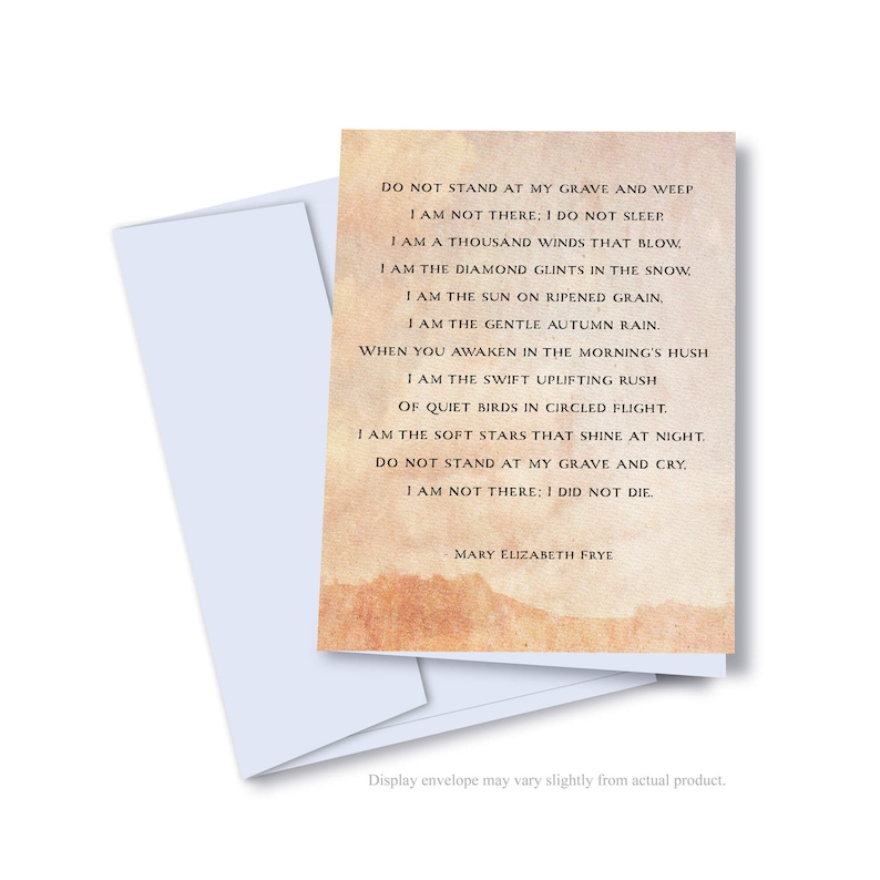 Do Not Stand at My Grave and Weep 10-Pack Bereavement Sympathy Card Set Spiritual Note Cards for the Grieving Blank Condolences Card image 1