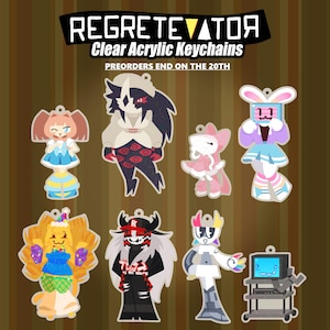 REGRETEVATOR WAVE 1 . Keychains: Stat, Folly, Mozelle, Melanie, Poob, Pest, Prototype, Scag