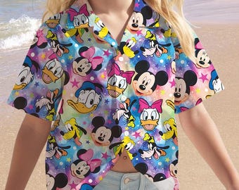 Disney Mickey and Friends Hawaiian Shirt, Mickey Aloha Shirt, Disney Hawaiian Shirt, Mickey Mouse Hawaiian Shirt, Disneyland Hawaiian Shirt